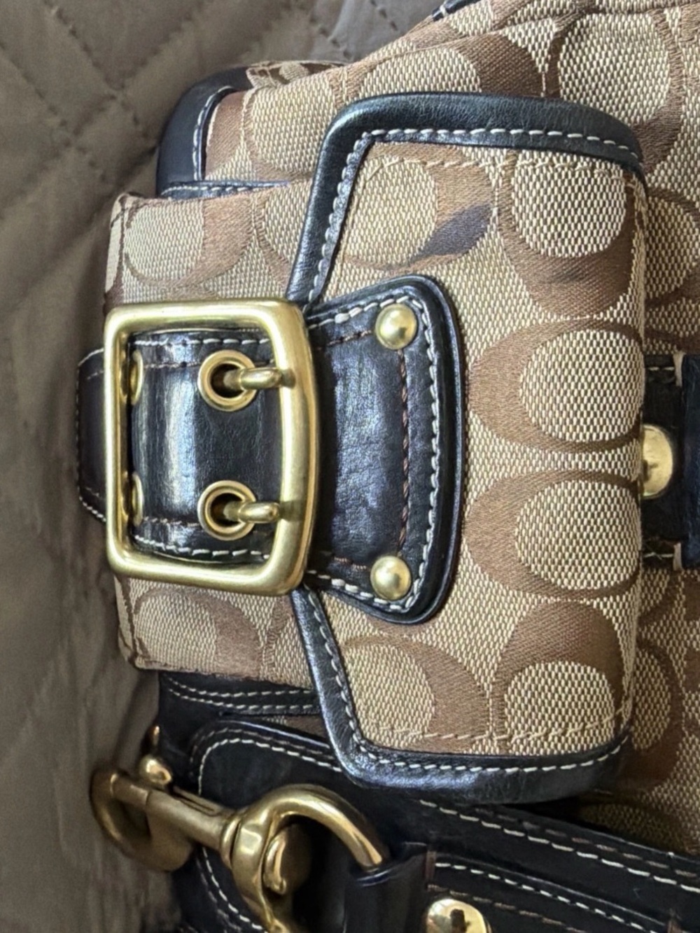 Coach Black Satchel with Multicolor Striped Lining - Picture 5 of 5